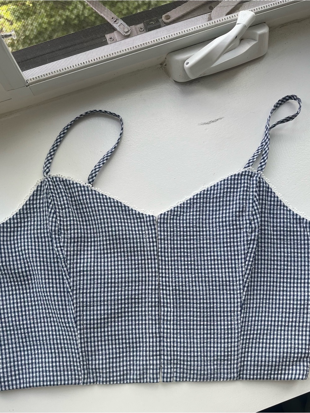Lush Navy and White Gingham Top